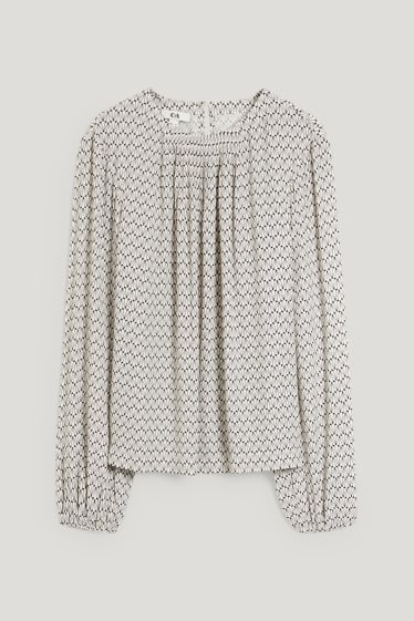 Damen - Business Bluse - gemustert - hellbeige