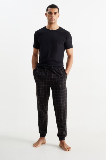 Uomo - Pantaloni pigiama - a quadretti - nero