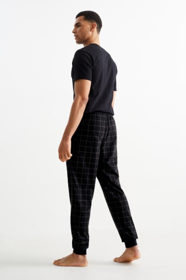 Uomo - Pantaloni pigiama - a quadretti - nero