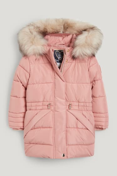 Toddler Girls - Steppjacke mit Kapuze und Kunstfellbesatz - rosa