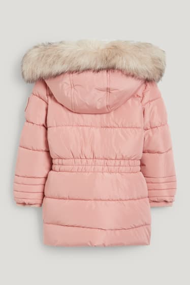Toddler Girls - Steppjacke mit Kapuze und Kunstfellbesatz - rosa