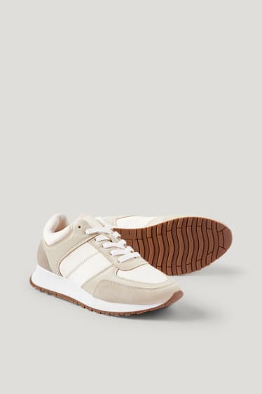 Dames - Sneakers - imitatieleer - licht beige