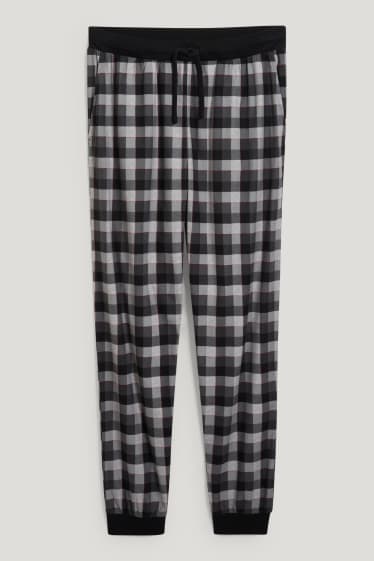 Uomo - Pantaloni pigiama di flanella - nero