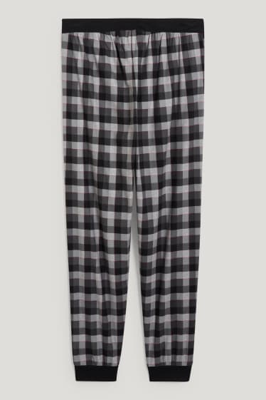 Uomo - Pantaloni pigiama di flanella - nero