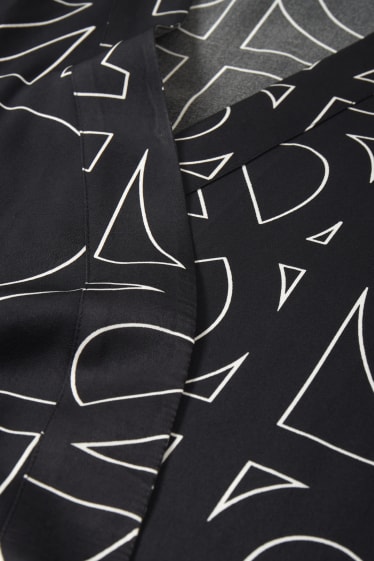 Femmes - Robe de chambre en satin - à motif - noir