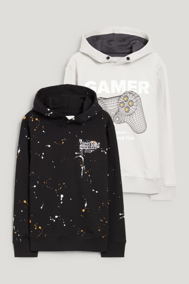 Kids Boys - Extended Sizes - Multipack 2er - Hoodie - schwarz