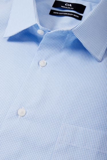 Hombre - Camisa de oficina - regular fit - Kent - de planchado fácil - de cuadros - azul / blanco