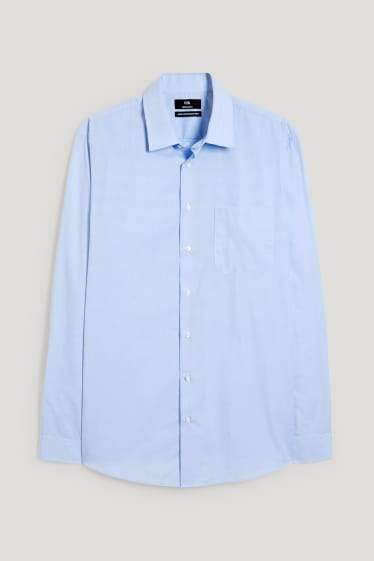Herren - Businesshemd - Regular Fit - Kent - bügelleicht - kariert - blau / weiß