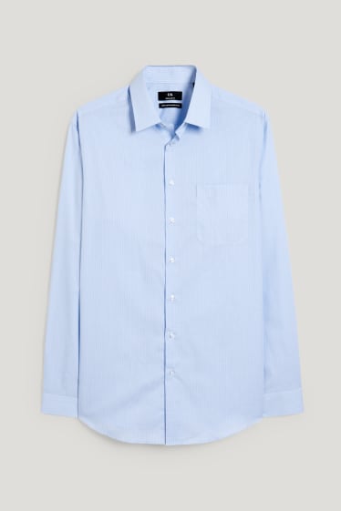 Herren - Businesshemd - Regular Fit - Kent - bügelleicht - gestreift - blau / weiß