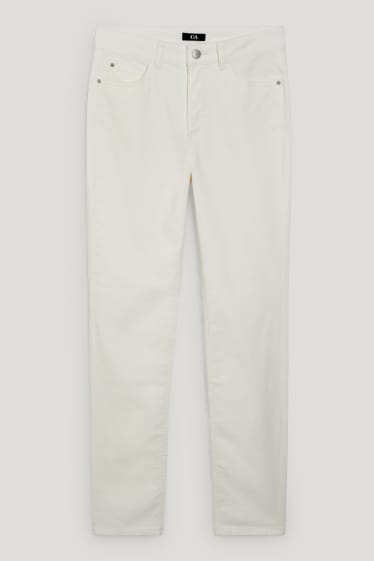 Women - Corduroy trousers - high waist - straight fit - cremewhite
