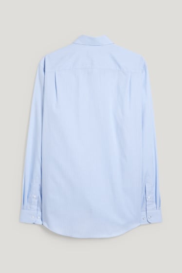 Heren - Business-overhemd - regular fit - kent - gemakkelijk te strijken - met strepen - blauw / wit