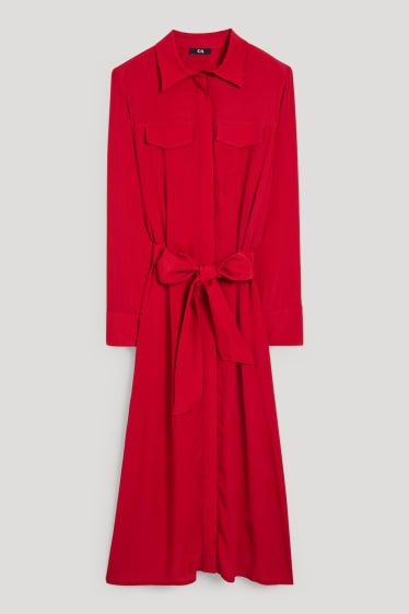 Femmes - Robe-chemisier en viscose - rouge foncé