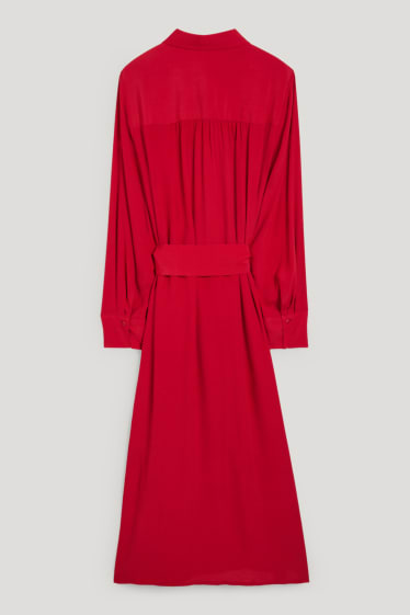 Femmes - Robe-chemisier en viscose - rouge foncé