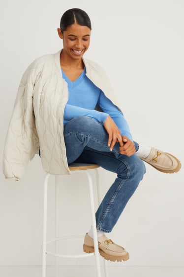 Damen - Basic-Merino-Pullover - hellblau