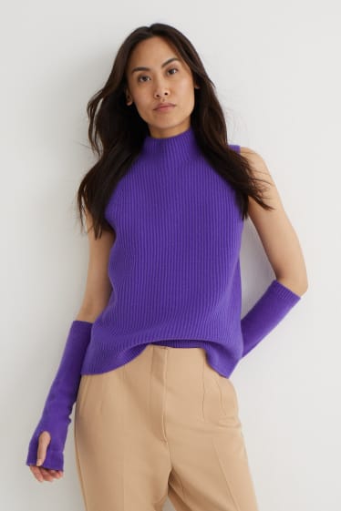 Femmes - Pull sans manches en cachemire - violet
