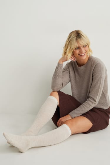 Women - Cashmere blend knee-high socks - light beige