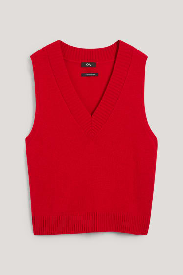 Women - Slipover - wool blend - red