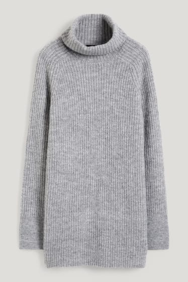 Damen - Rollkragenpullover - grau