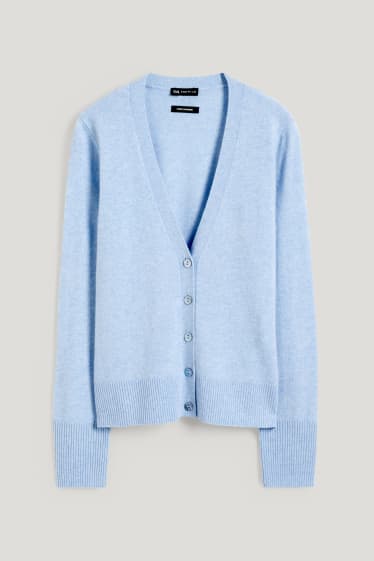 Dames - Gebreid vest van kasjmier - lichtblauw