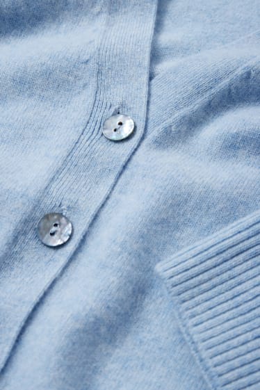 Dames - Gebreid vest van kasjmier - lichtblauw