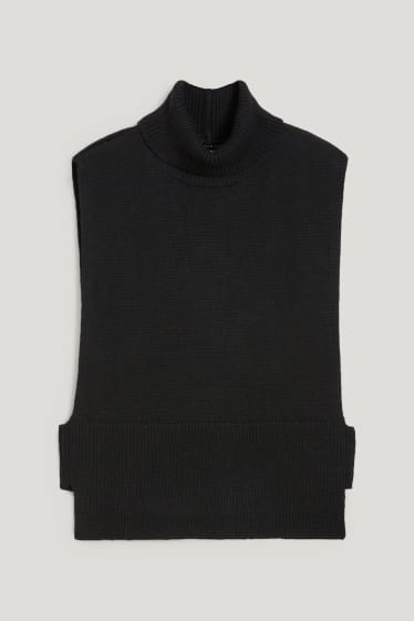 Mujer - Poncho de punto con mezcla de cachemir - negro