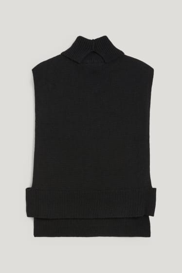 Mujer - Poncho de punto con mezcla de cachemir - negro