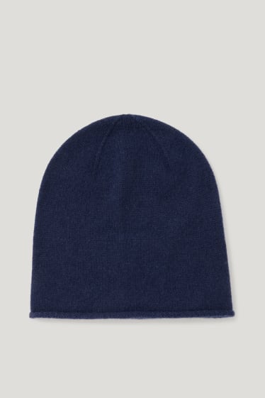 Women - Cashmere hat - dark blue