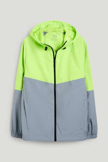 Herren - Regenjacke mit Kapuze - neon grün