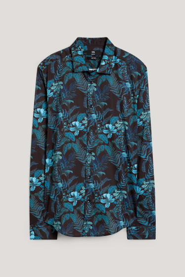 Heren - Business-overhemd - slim fit - cut away - gemakkelijk te strijken - donkerblauw