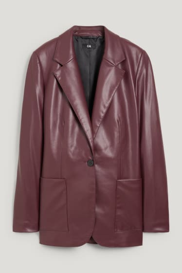 Women - Blazer - regular fit - faux leather - bordeaux