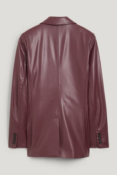 Women - Blazer - regular fit - faux leather - bordeaux