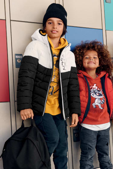 Kids Boys - Quilted jacket with hood - white