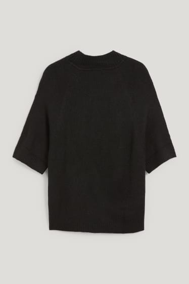 Damen - Strickpullover - kurzarm - schwarz
