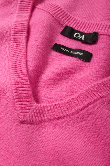 Women - Basic jumper - wool blend with cashmere - pink