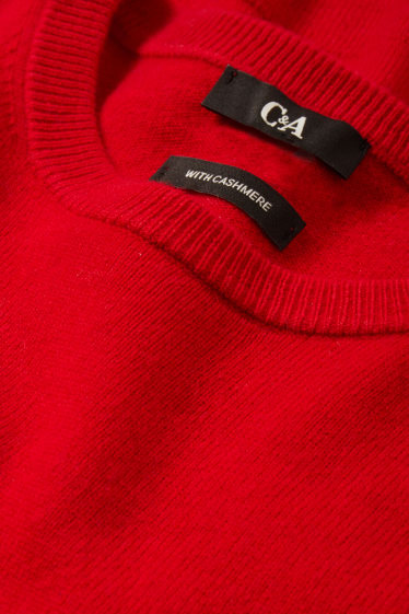 Femmes - Pullover basique - mélange de laine contenant du cachemire - rouge
