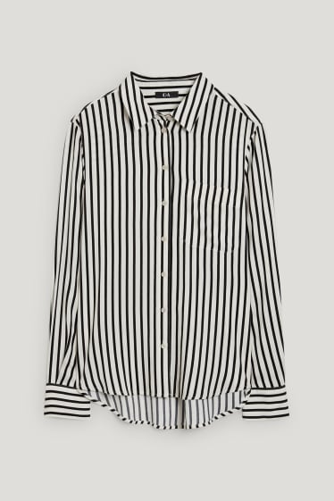 Damen - Bluse - gestreift - cremeweiß