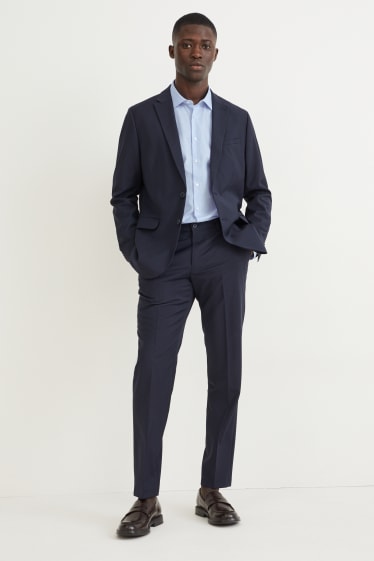 Heren - Business-overhemd - slim fit - cut away - gemakkelijk te strijken - gestreept - blauw / wit