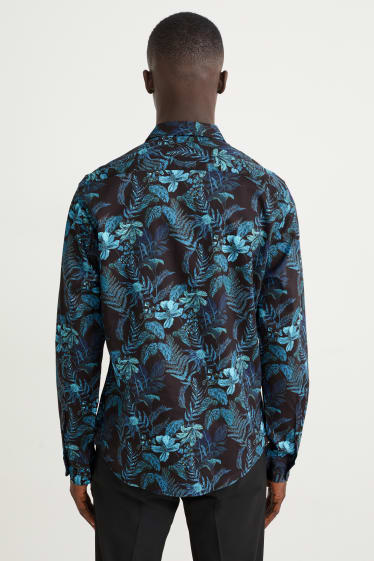 Heren - Business-overhemd - slim fit - cut away - gemakkelijk te strijken - donkerblauw