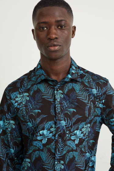 Heren - Business-overhemd - slim fit - cut away - gemakkelijk te strijken - donkerblauw