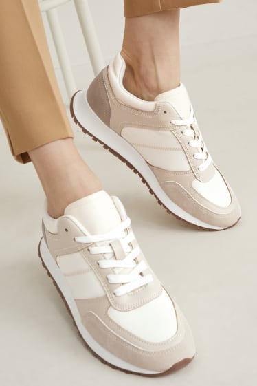 Dames - Sneakers - imitatieleer - licht beige