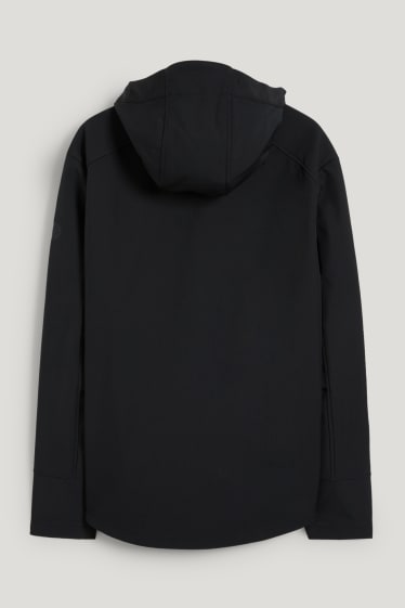 Hommes - Veste à coquille souple à capuche - 4 Way Stretch - noir