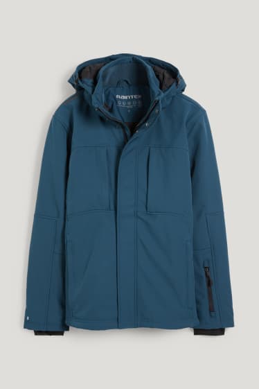 Hommes - Veste à coquille souple à capuche - bleu foncé