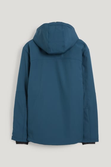 Hommes - Veste à coquille souple à capuche - bleu foncé