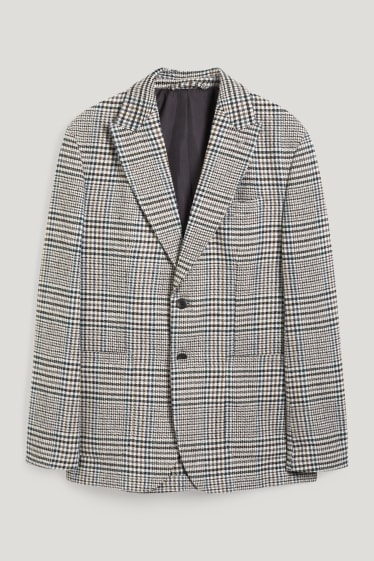 Hommes - Veste - slim fit - à carreaux - beige