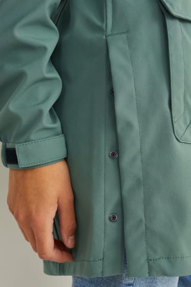 Damen - Softshellmantel mit Kapuze - 4 Way Stretch - grün