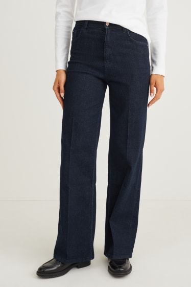 Dámské - Wide leg jeans - high waist - džíny - tmavomodré