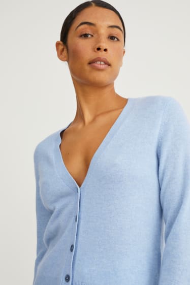 Dames - Gebreid vest van kasjmier - lichtblauw