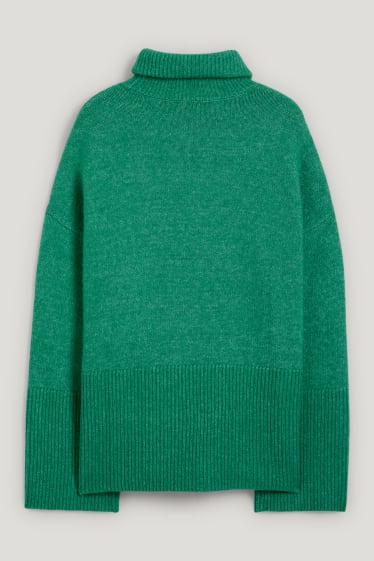 Damen - Rollkragenpullover - grün