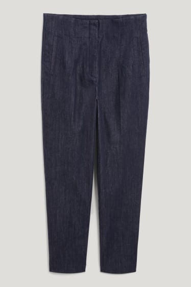 Women - Tapered jeans - high waist - denim-dark blue
