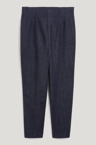 Women - Tapered jeans - high waist - denim-dark blue